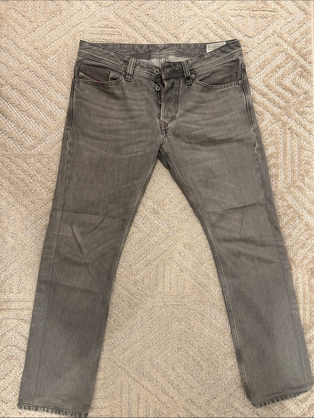 Diesel 32x30 Men's Gray Slim Straight Jeans